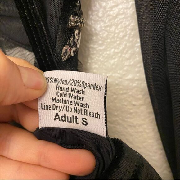 LA dance designs Solo dance custom black velvet mesh costume embellished SA - Picture 9 of 10